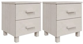 340409 vidaXL Нощни шкафчета HAMAR, 2 бр, бели, 40x35x44,5 см, бор масив