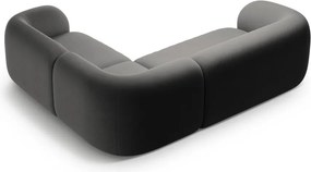 Тъмносив кадифен ъглов диван (десен ъгъл/L форма) Kate – Micadoni