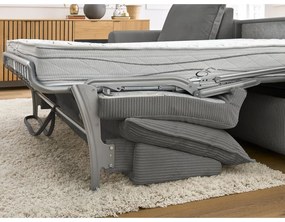 Сив разтегателен ъглов диван от рипсено кадифе (променлив) Augustin – Bobochic Paris