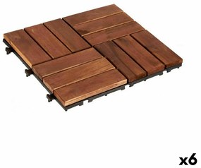 Преплетена Плочка Кафяв полиетилен Aкациево дърво 30 x 2,8 x 30 cm (6 броя)