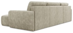 Бежов шенилов разтегателен ъглов диван с място за съхранение (U форма) Lilo – Makamii