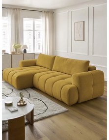 Сгъваем/с място за съхранение ъглов диван в цвят горчица (ляв ъгъл) Fuji – Bobochic Paris
