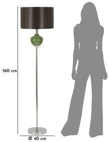 Зелена и сива подова лампа с текстилен абажур (височина 160 cm) Eva – Mauro Ferretti