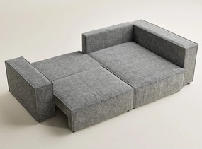 Сив шенилов сгъваем/с място за съхранение ъглов диван (десен ъгъл/L форма) Tonga – Maison de Rêve