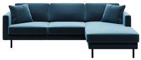 Ъглов диван от синьо кадифе , десен ъгъл Kobo - MESONICA