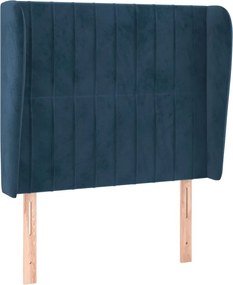 3118234 vidaXL Горна табла за легло с уши, тъмносиня, 93x23x118/128 см, кадифе