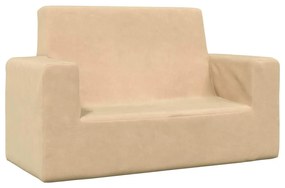 4104799 vidaXL 2-местен детски диван, кремав, мек плюш