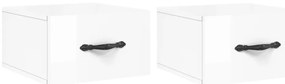 829809 vidaXL Нощни шкафчета за стенен монтаж, 2 бр, бял гланц, 35x35x20 см