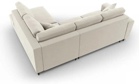 Бежов кадифен разтегателен ъглов диван с място за съхранение (десен ъгъл/L форма) Kyoto – Cosmopolitan Design