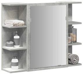 856035 vidaXL Шкаф за баня с огледало, бетонно сив, 80x20,5x64 см, ПДЧ