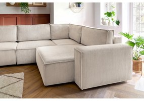 Кремав ъглов диван от велур, десен ъгъл Nihad modular - Bobochic Paris