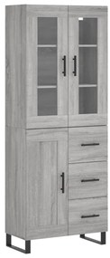 3198687 vidaXL Висок шкаф, сив сонома, 69,5x34x180 см, инженерно дърво