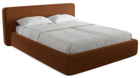 Двойно легло теракотено тапицирано с място за съхранение и включена подматрачна рамка 160x200 cm Kiana – Makamii