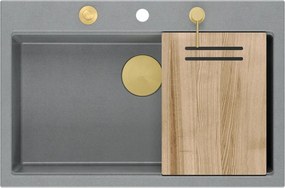 гранитна мивка MARC 110 WORKSTATION Grey Metallic