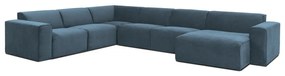 Син ъглов диван от рипсено кадифе (десен ъгъл) Sting – Scandic