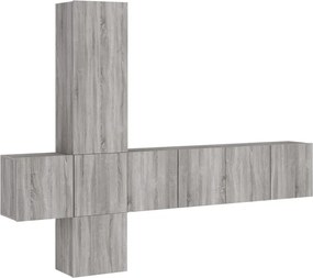 3216462 vidaXL ТВ стенни модули, 5 части, сив сонома, инженерно дърво