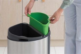 Кош за боклук Brabantia Touch Bin New Recycle 650527, 23+10 л, Безшумно и плавно затваряне, Плосък гръб, Устойчив на пръстови отпечатъци, Инокс/Мат