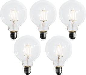 Комплект от 5 LED крушки E27 с 3-степенно димиране G95 4W 450 lm 2700K
