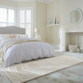 Бяла ръчно изработена пътека със смес от вълна 80x230 cm Sculptured Wave – Flair Rugs