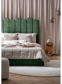 Зелено тапицирано двойно легло с място за съхранение и решетка180x200 cm Dreamy Aurora - Miuform