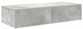 859980 vidaXL Стенен рафт с чекмеджета бетонно сив 80x33x17см инженерно дърво