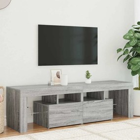 822642 vidaXL ТВ шкаф с LED осветление, сив сонома, 140x36,5x40 см
