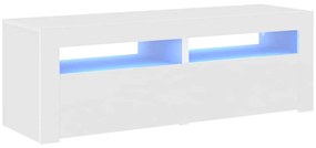 804355 vidaXL ТВ шкаф с LED осветление, бял, 120x35x40 см