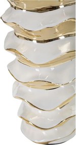 Бяла/златистa керамична настолна лампа с текстилен абажур (височина 53 cm) Glam Space – Mauro Ferretti