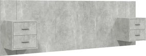 3115711 vidaXL Горна табла за легло с шкафчета, бетонно сиво, инженерно дърво