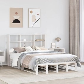 3323942 vidaXL Легло с етажерка за книги, без матрак, 120x190 см, дърво масив