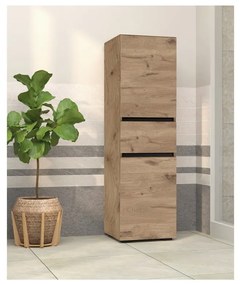 Висок шкаф за баня от декор от дъб в естествен цвят 38x130 cm Wisla – Støraa