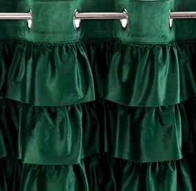 Елегантна кадифена завеса, украсена с волан - изумрудено зелено Ширина: 140 см | Дължина: 270 см