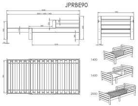 Бял детско легло за подрастващи от масивен бор с място за съхранение и включен матрак с подматрачна рамка Jumper – Vipack