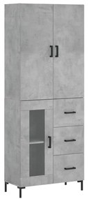 3195959 vidaXL Висок шкаф, бетонно сив, 69,5x34x180 см, инженерно дърво