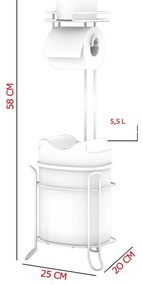 Стояща поставка за тоалетна хартия TEKNO TEL MG-098WB , с кошче , черно-бяло