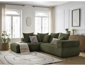 Зелен шенилов ъглов диван (ляв ъгъл/L форма) Whesley – Bobochic Paris