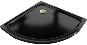 Mexen Flat полукръгъл душ плот 70 x 70 см, черен, златен сифона - 41707070G