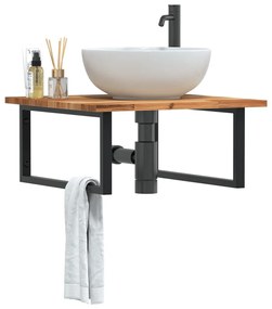 3302881 vidaXL Стенен рафт за мивка, стомана и масивно дърво акация