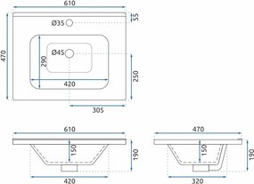Комплект мебели за баня с мивка Mario 60cm Beige
