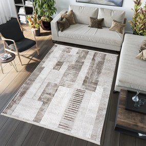 Дизайнерски винтидж килим с геометрични шарки в кафяви нюанси Ширина: 120 см | Дължина: 170 см