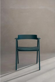 Трапезен стол с подлакътници от масивен дъб в петролен цвят Flip – Gazzda