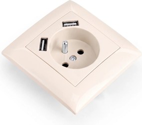 Единичен контакт със заземяване + 2x USB-A OSTE JNH003-G Beige