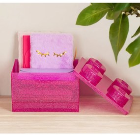 Розова пластмасова детска кутия за съхранение 25x25x18 cm – LEGO®