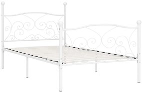 284448 vidaXL Рамка за легло с ламелна основа, бяла, метал, 100x200 см