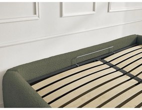 Тъмнозелено двойно легло 160x200 cm тапицирано с място за съхранение/без табла с включена подматрачна рамка Inera – Bobochic Paris