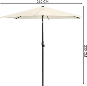 Сгъваем чадър с наклон - 210 см Сив