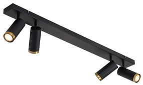 Модерен таванен прожектор черен с бронз 4-светлина регулируем - Renna