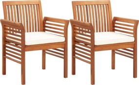 45965 vidaXL Градински трапезни столове с възглавници, 2 бр, акация масив