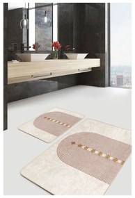 Бежови кадифени килими за баня в комплект от 2 бр. 60x100 cm – Mila Home