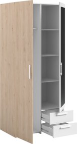 Гардероб Dorm 2-врати с огледало-Сонома - бял